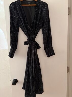 Cute Long Sleeve Midi Wrap Dress